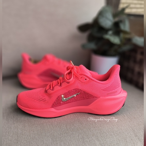 Bling Nike Pegasus 41 Womens Pink Sneakers Shoes Customized with Crystals - Picture 8 of 9